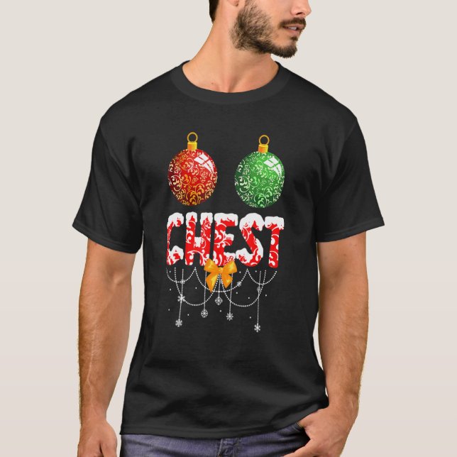 Camiseta Casais de tórax Loucos de Natal Castanhas (Frente)