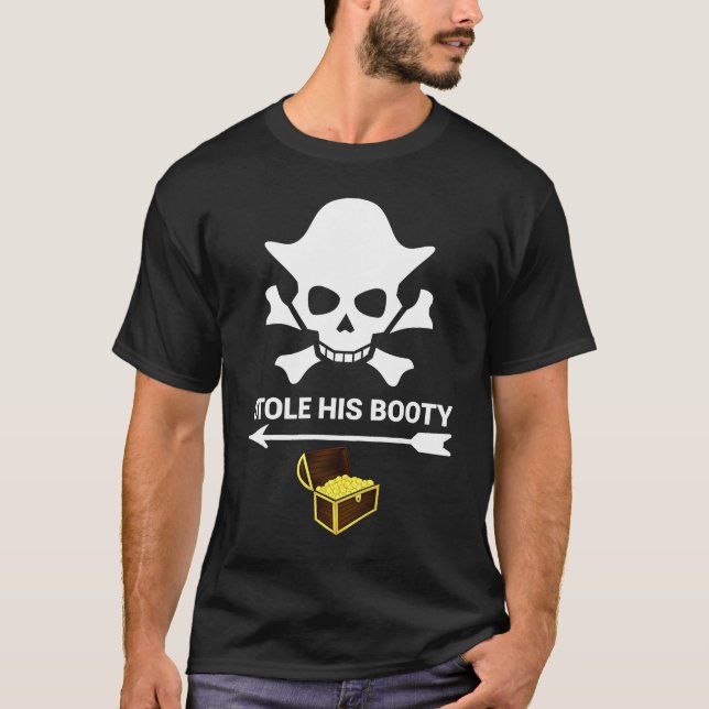Camiseta Casais dias de os namorados Figuram Homens Piratas (Frente)