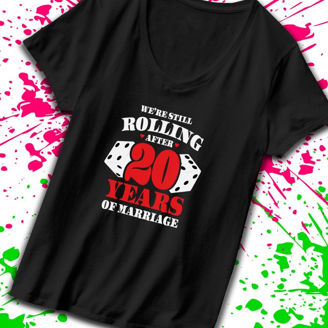 Camiseta Casais Engraçados de 20 nos Aniversário Casaram 20 (Keep the good times rolling with our funny anniversary t-shirt! -Teemixer)