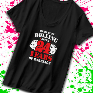 Camiseta Casais Engraçados do 24º Aniversário Casaram 24 An