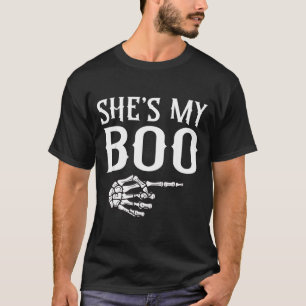 Camiseta Casais esqueleto de boo correspondente casal hallo