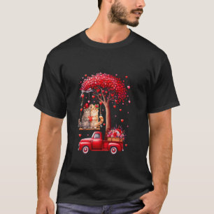 Camiseta Casais Gatos Corações De São Valentim Árvore Camio