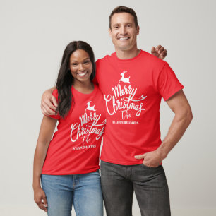 Camiseta Casais modernos elegantes/Natal de árvore familiar