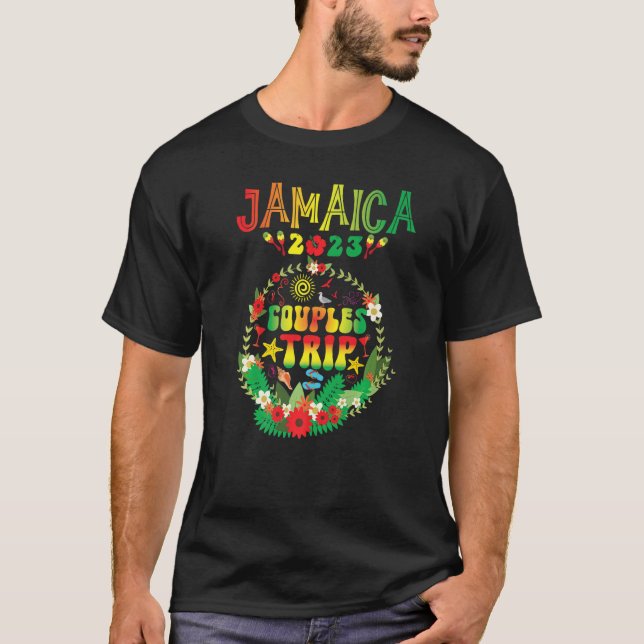 Camiseta Casais Trip 2023 Jamaica Caribe Férias Familiares (Frente)