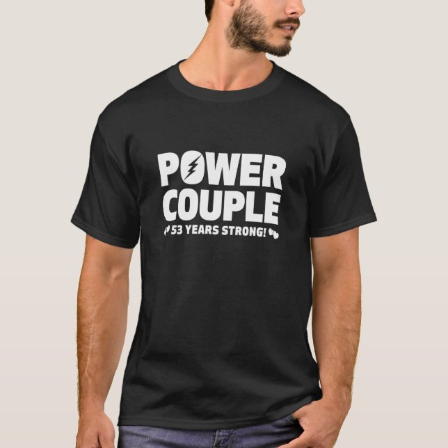 Camiseta Casal 53 anos casado 53 anos de energia 53 anos (Frente)