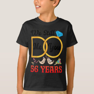 Camiseta Casal 56º Aniversário de Casamento Casados 56 Anos