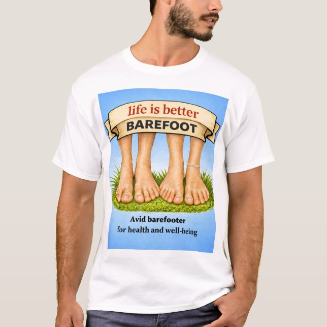 Camiseta casal - a vida é melhor descalço (Frente)