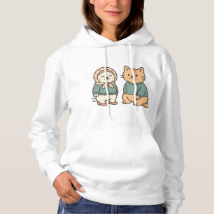Camiseta "Casal Adorável de Gato de Cartoon em Traços Cozy"