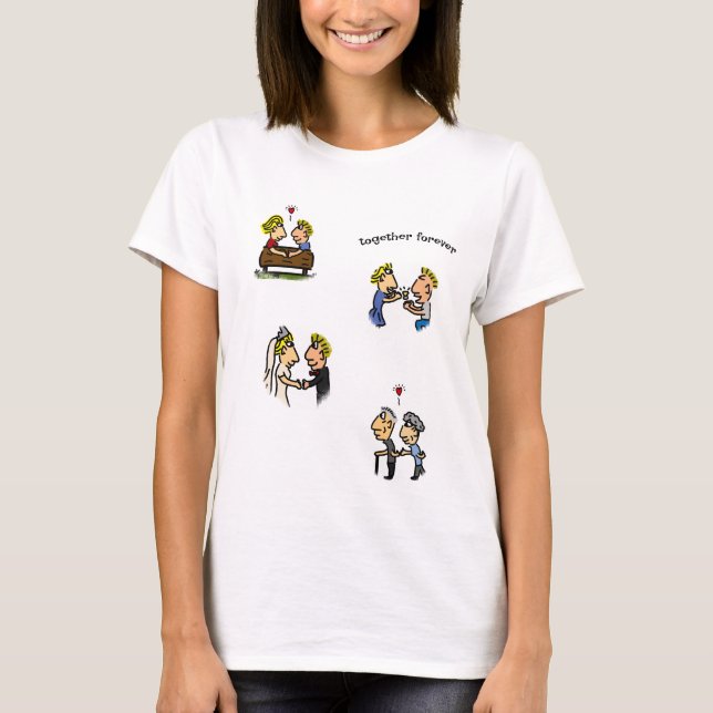Camiseta Casal Bonito Junto Para Uma Epic De Cartoon Adoráv (Frente)