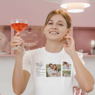 Camiseta Casal Collage Foto e Esposa Romântica Adorável Pre