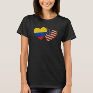 Camiseta Casal colombiano americano Heart Love Flag Valenti