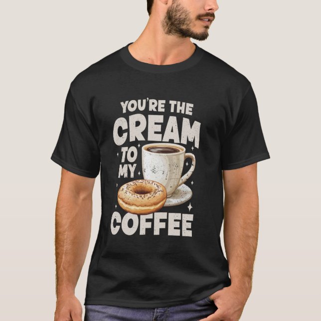 Camiseta Casal Combinando Amante De Café E Donut (Frente)