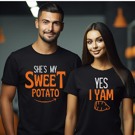 Camiseta Casal de Ação de Graças de Halloween combinando Si