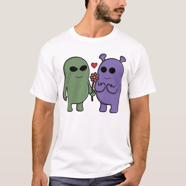 Camiseta Casal de Alienígenas Intergalácticos Fofos (Frente)