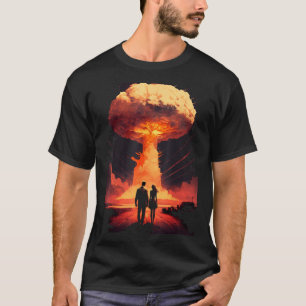 Camiseta Casal de amor em frente à explosão atômica