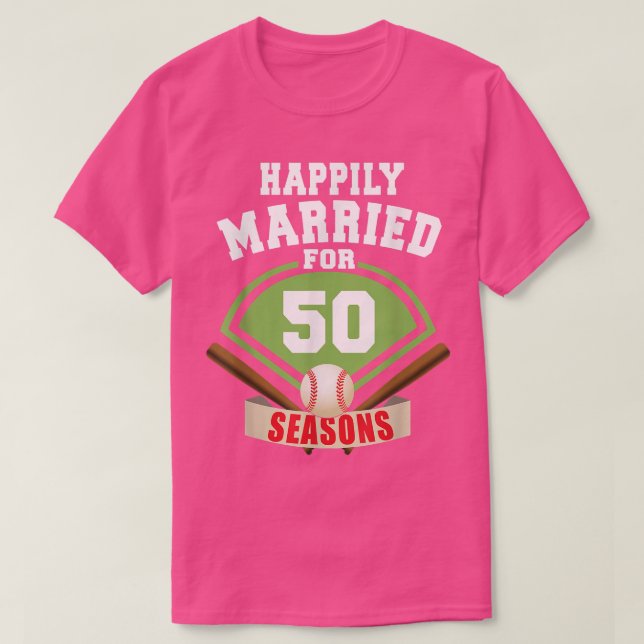 Camiseta casal de beisebol do 50º aniversário de casamento  (Frente do Design)
