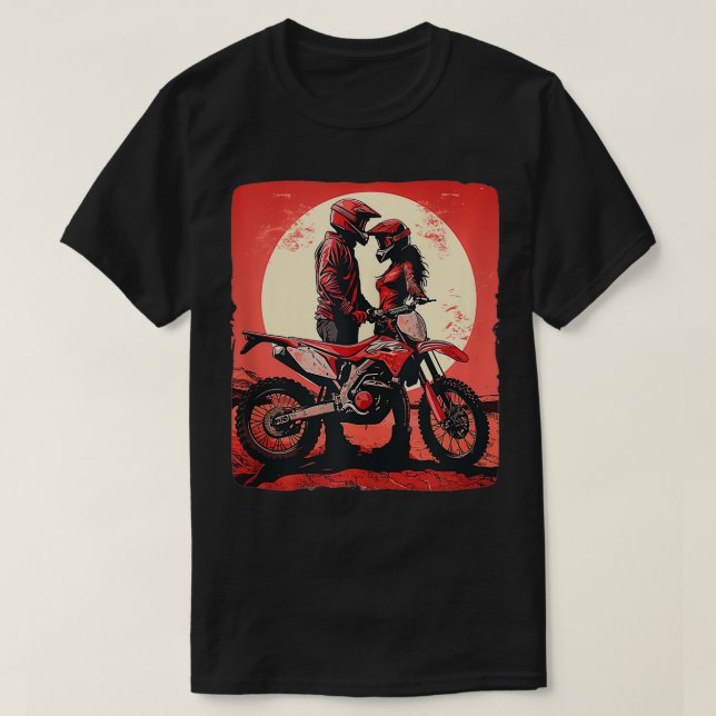 Camiseta casal de bicicleta de sujeira legal bonito para Di (Frente do Design)