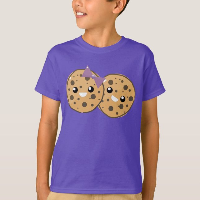 Camiseta Casal de Biscoito de Chocolate Kawaii Fofo (Frente)