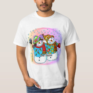 Camiseta Casal de Boneco de Neve 