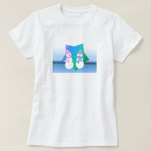 Camiseta Casal de Boneco de Neve Festivo