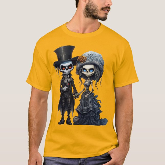 Camiseta Casal de cadáveres de noiva assustadora do Hallowe (Frente)