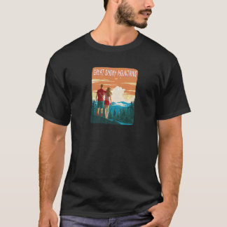 Camiseta Casal de caminhantes Floresta Parque Nacional Grea