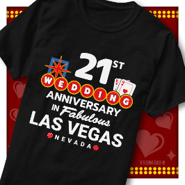 Camiseta Casal de casamento fabuloso de Las Vegas no 21º an