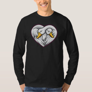 Camiseta Casal de Cisnes Fofos em Forma de Coração Amor Ani