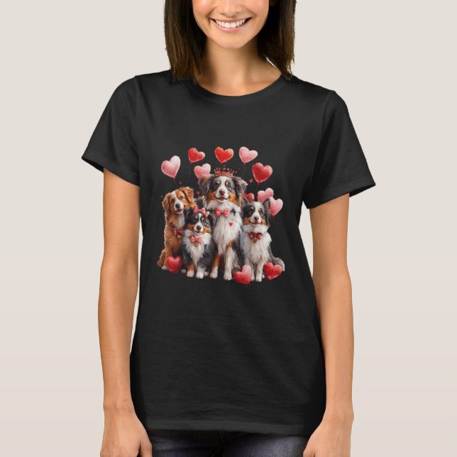 Camiseta Casal de coração pastor australiano (Frente)