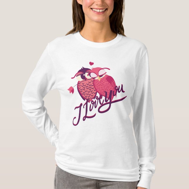 Camiseta Casal de coruja eu amo você (Frente)