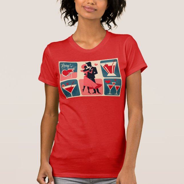 Camiseta Casal de dança de Namorados moderno do meio século (Frente)