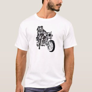 Camiseta Casal de esqueleto da motocicleta