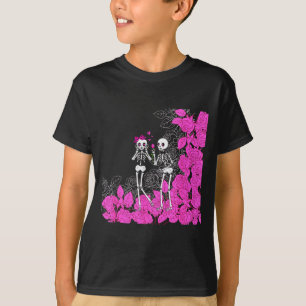 Camiseta Casal de Esqueleto de Dia dos Namorados