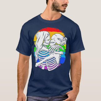 Camiseta Casal de esqueleto lésbica - Orgulho lésbico por H