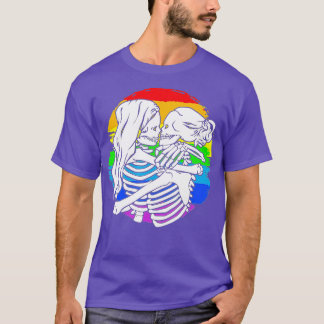Camiseta Casal de esqueleto lésbica - Orgulho lésbico por H