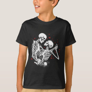 Camiseta Casal De Esqueleto Para Dia de os namorados De Hal