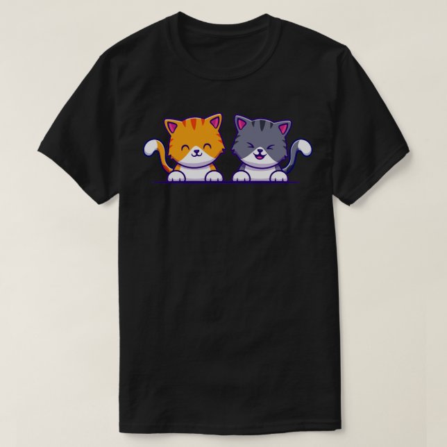 Camiseta Casal de Gato Bonito Amigo 1 (Frente do Design)