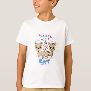 Camiseta Casal de Gato Kawaii Cute Super Cat 
