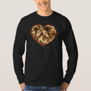 Camiseta Casal de Girafas Fofas em Forma de Coração Amor An