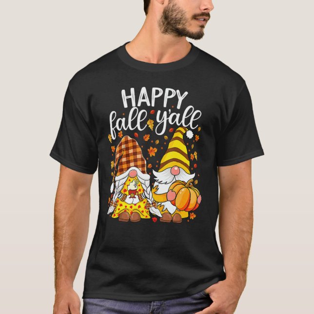 Camiseta Casal De Gnomos Bonitos Com Pedra De Pumpkin Call  (Frente)