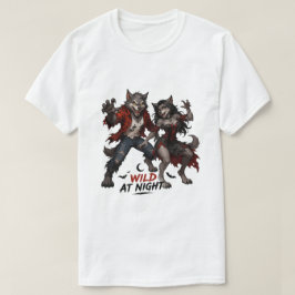 Camiseta Casal de Lobisomem Selvagem à Noite