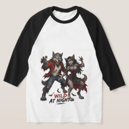 Camiseta Casal de Lobisomem Selvagem à Noite