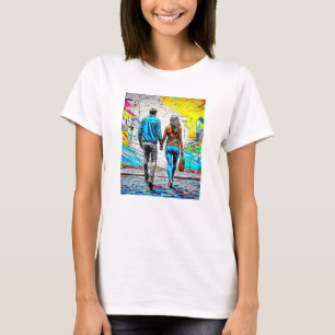 Camiseta Casal de mãos dadas arte urbana de rua