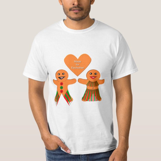 Camiseta Casal de pão de Natal bonito (Frente)