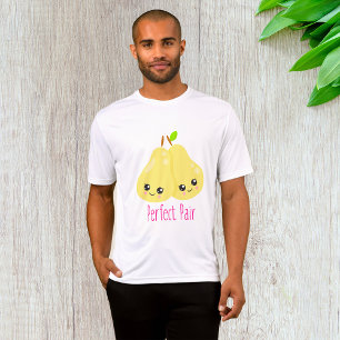 Camiseta Casal de Peras Kawaii Par Perfeito Piada Divertida