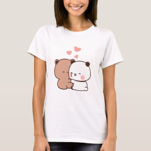 Camiseta Casal de urso Panda bonito, amor abraçado