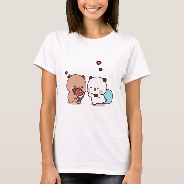 Camiseta Casal de urso Panda, bubu e amor de presente dudu (Frente)