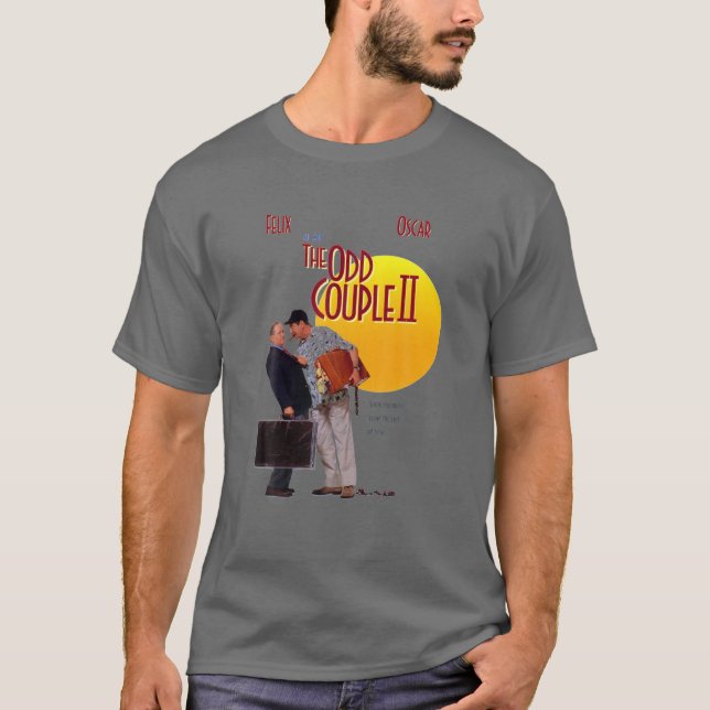 Camiseta Casal design Dois Homem Falando Poster Comédia Com (Frente)