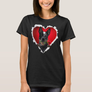 Camiseta Casal Dia de os namorados cardíaco Rosa Cão-azul