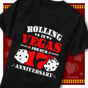 Camiseta Casal do 17º Aniversário de Vegas Cassino Dados Ro